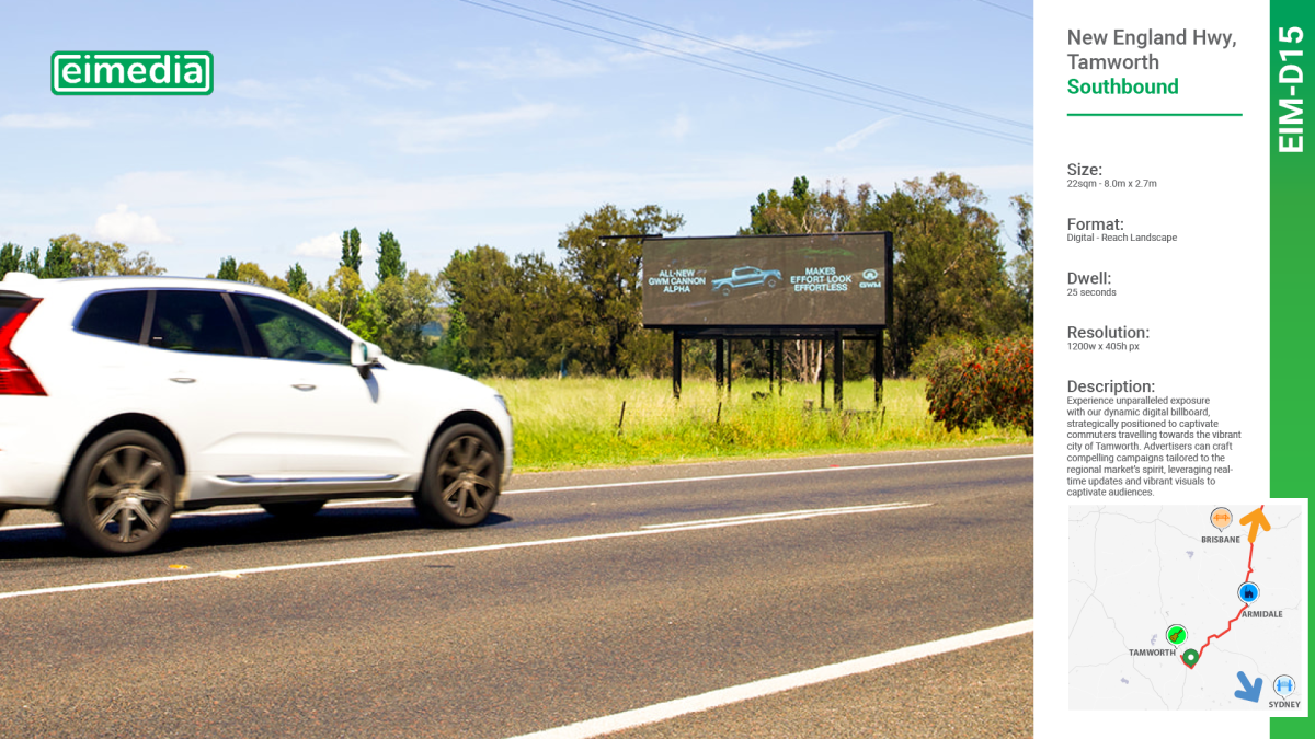 Digital Billboard | New England Hwy | Tamworth - Southbound