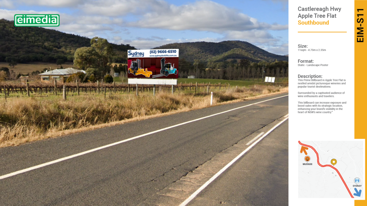 Static Billboard | Castlereagh Hwy | Apple Tree Flat - Southbound